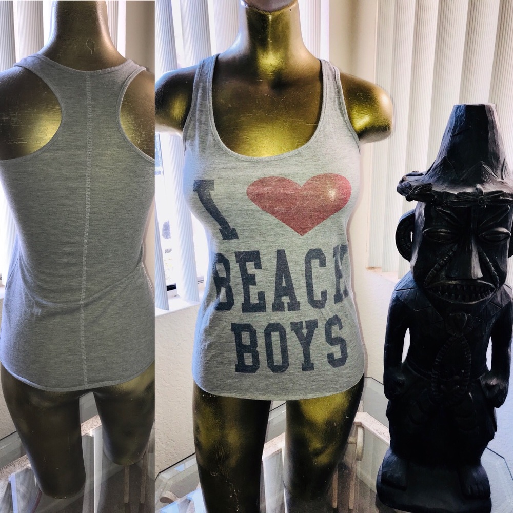 I LOVE BEACH BOYS Racerback Coastal TANK TOP S Forever 21 Small VINTAGE Y2K